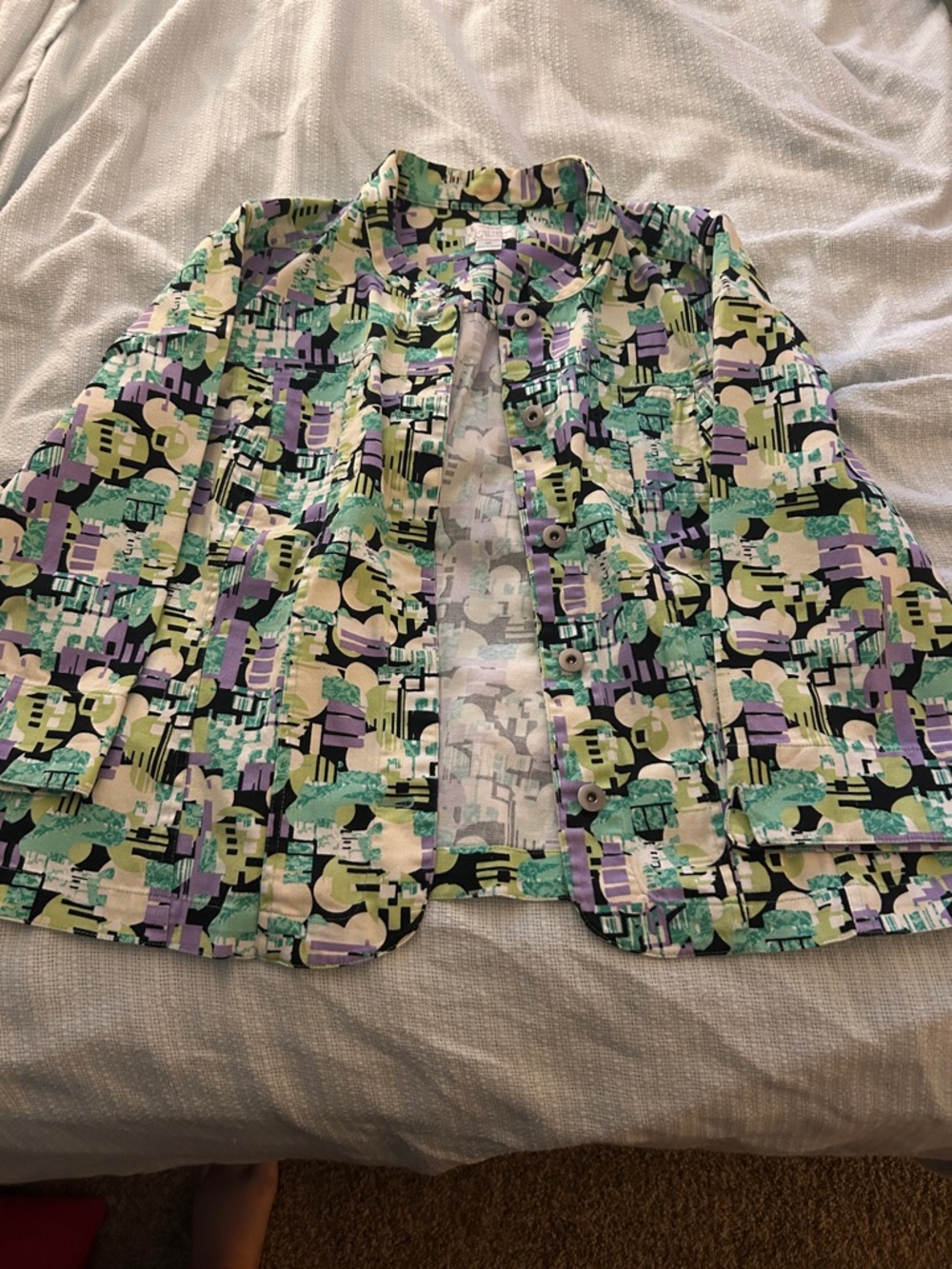 Christopher & Banks Abstract Geometric Print Top in Mint, Lavender, Black